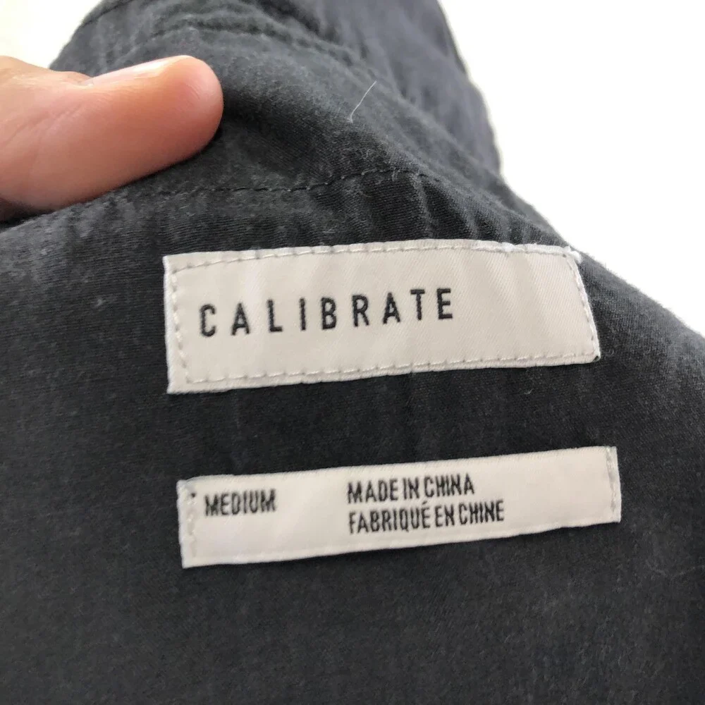 Calibrate Pants Mens Meidum Gray Woven Chino Straight Elastic Waist Casual